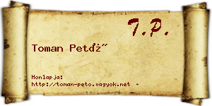Toman Pető névjegykártya